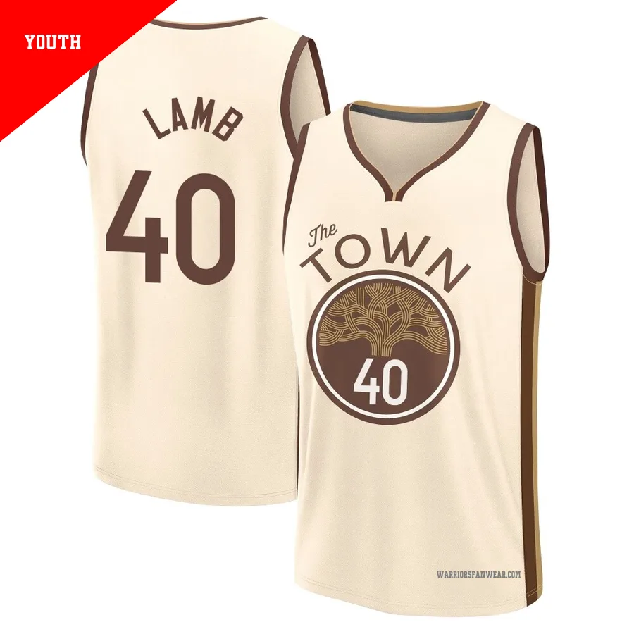 Anthony Lamb ＃40 Golden State Warriors 2025/26 Youth Fast Break Tan City Edition Jersey
