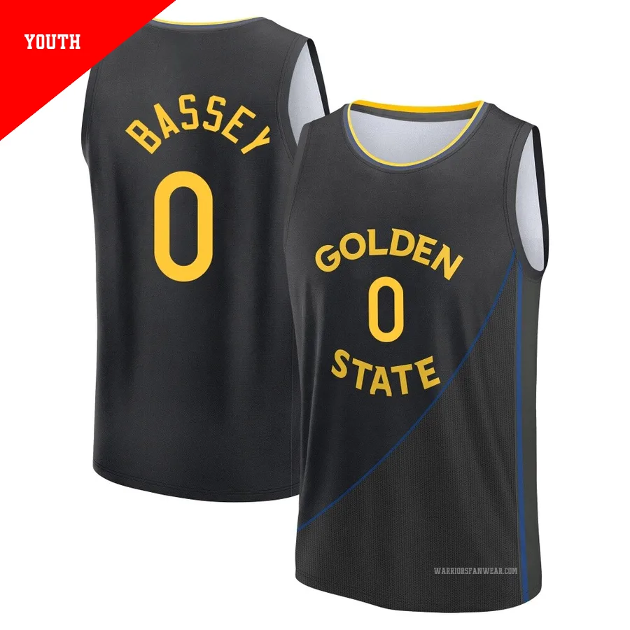 Charles Bassey ＃0 Golden State Warriors 2024/25 Youth Fast Break Black Statement Edition Jersey