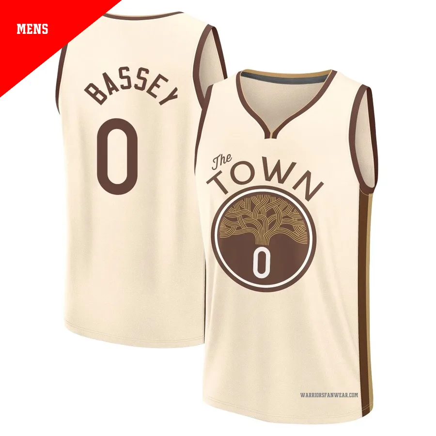 Charles Bassey ＃0 Golden State Warriors 2025/26 Men's Fast Break Tan City Edition Jersey