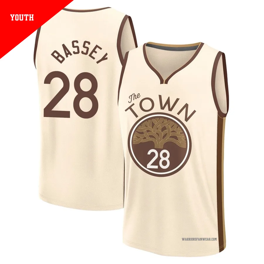Charles Bassey ＃28 Golden State Warriors 2025/26 Youth Fast Break Tan City Edition Jersey