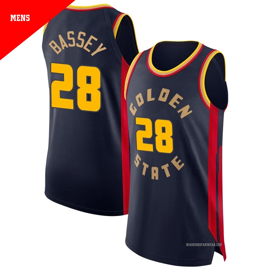 Charles Bassey ＃28 Golden State Warriors Authentic 2024/25 Men's Navy City Edition Jersey