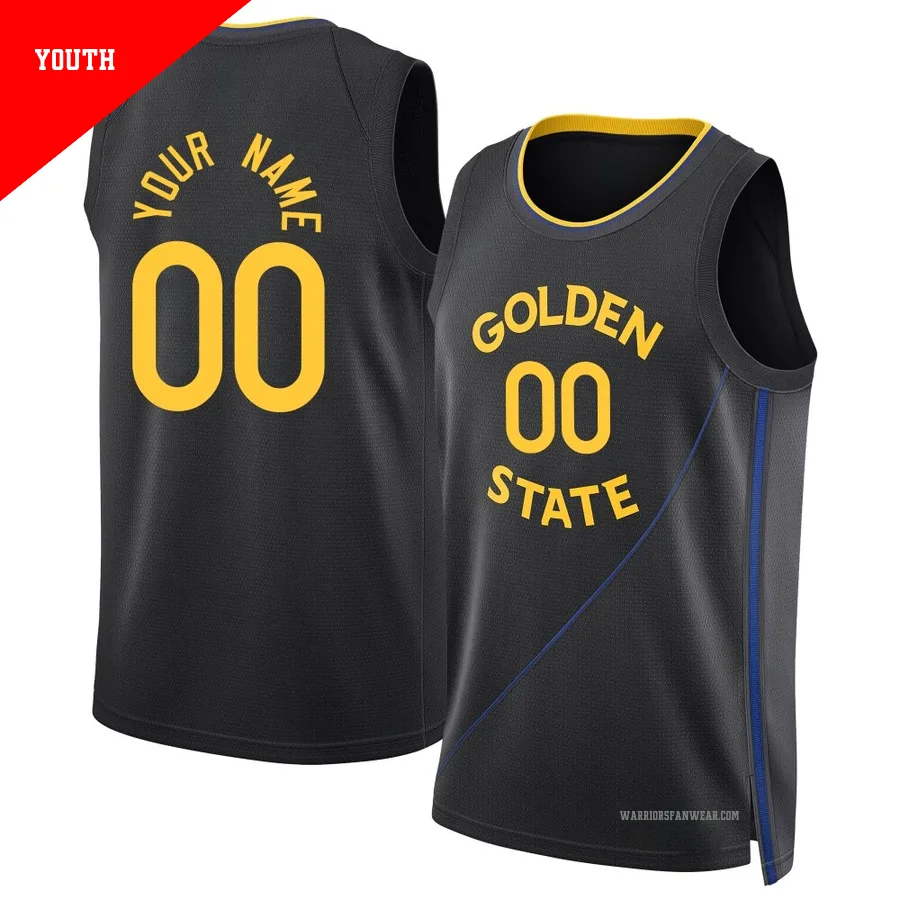 Custom ＃00 Golden State Warriors Swingman 2024/25 Youth Black Statement Edition Jersey