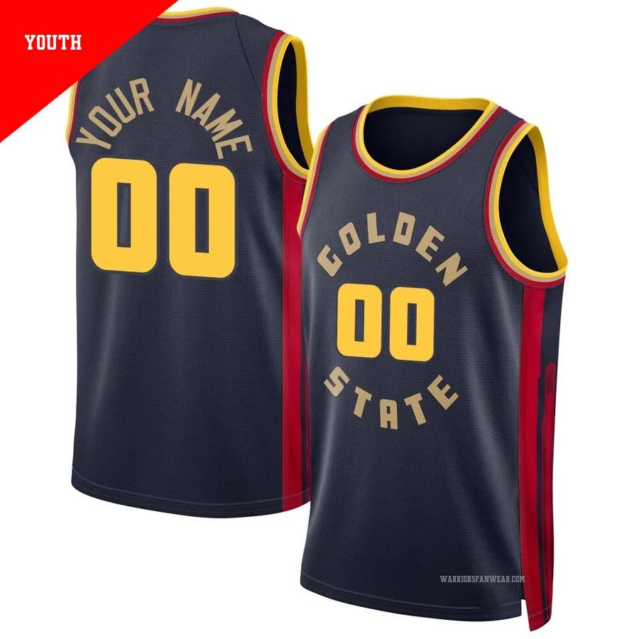 Custom ＃00 Golden State Warriors Swingman 2024/25 Youth Navy City Edition Jersey