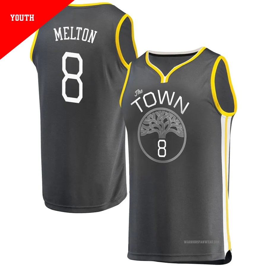 De'Anthony Melton ＃8 Golden State Warriors Charcoal Youth Fast Break Jersey - Statement Edition