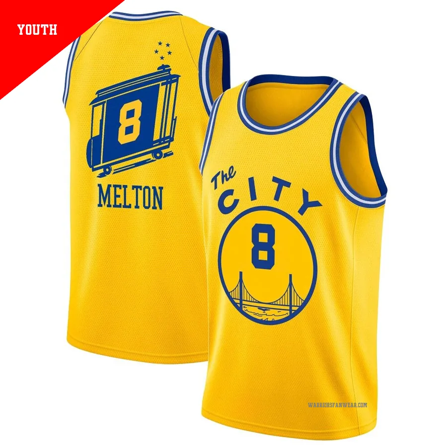 De'Anthony Melton ＃8 Golden State Warriors Swingman Gold Youth Hardwood Classics Jersey - The City Classic Edition