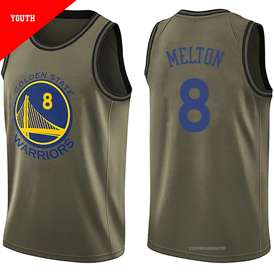 De'Anthony Melton ＃8 Golden State Warriors Swingman Green Youth Salute to Service Jersey
