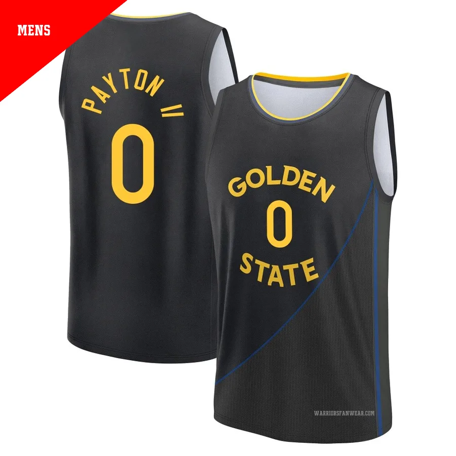 Gary Payton II ＃0 Golden State Warriors 2024/25 Men's Fast Break Black Statement Edition Jersey