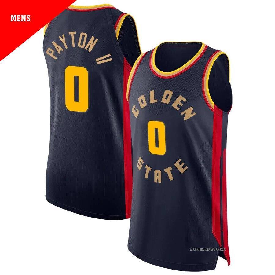 Gary Payton II ＃0 Golden State Warriors Authentic 2024/25 Men's Navy City Edition Jersey
