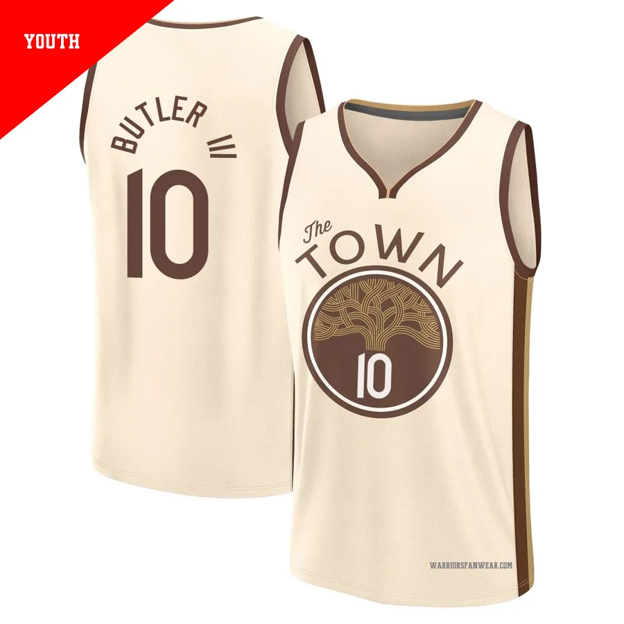 Jimmy Butler III ＃10 Golden State Warriors 2025/26 Youth Fast Break Tan City Edition Jersey