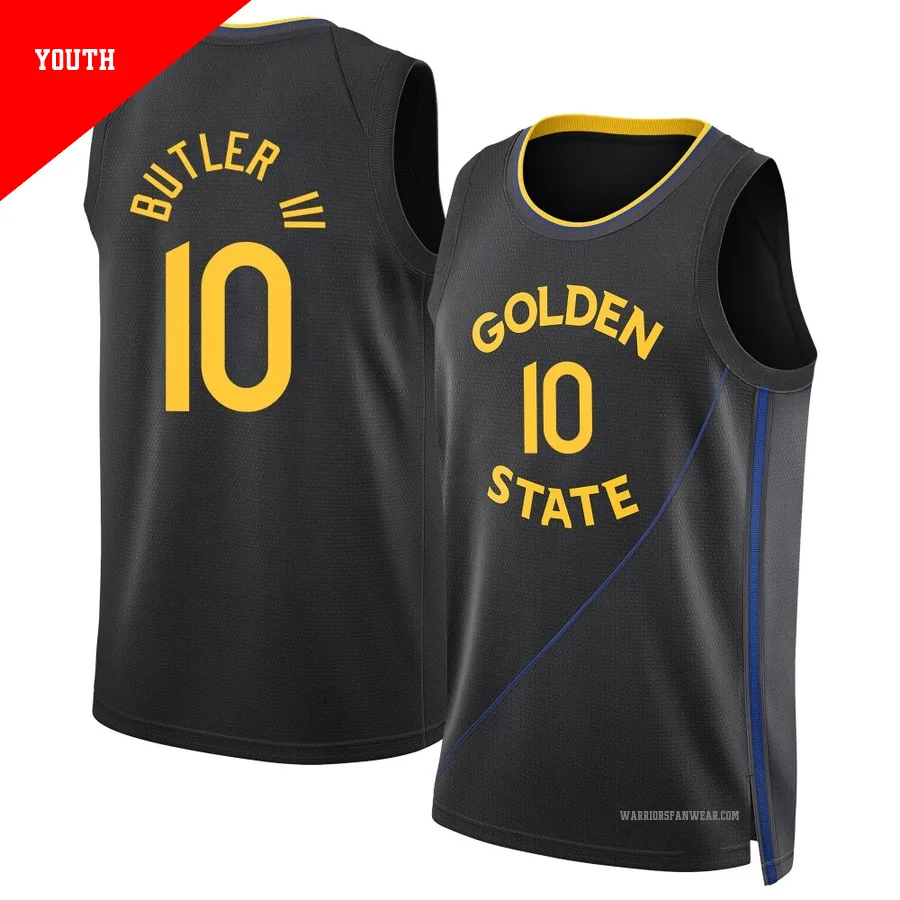 Jimmy Butler III ＃10 Golden State Warriors Swingman 2024/25 Youth Black Statement Edition Jersey