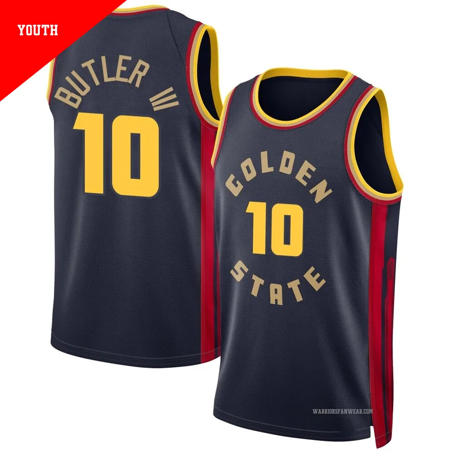 Jimmy Butler III ＃10 Golden State Warriors Swingman 2024/25 Youth Navy City Edition Jersey