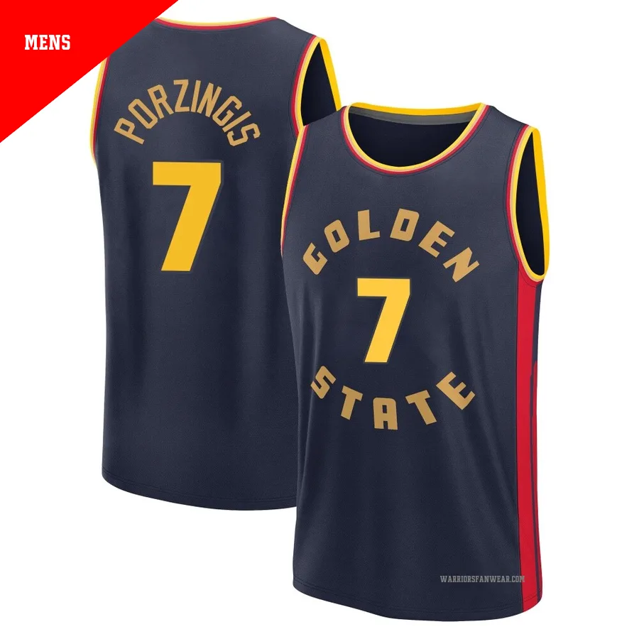 Kristaps Porzingis ＃7 Golden State Warriors 2024/25 Men's Navy Fast Break City Edition Jersey