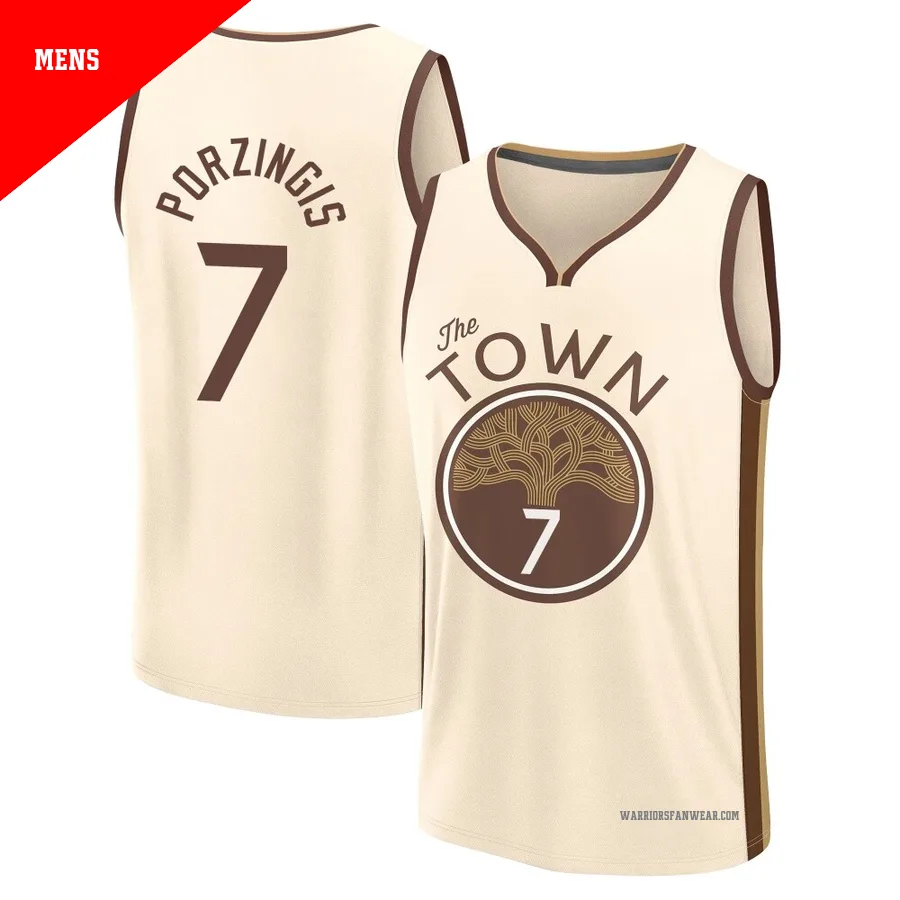 Kristaps Porzingis ＃7 Golden State Warriors 2025/26 Men's Fast Break Tan City Edition Jersey