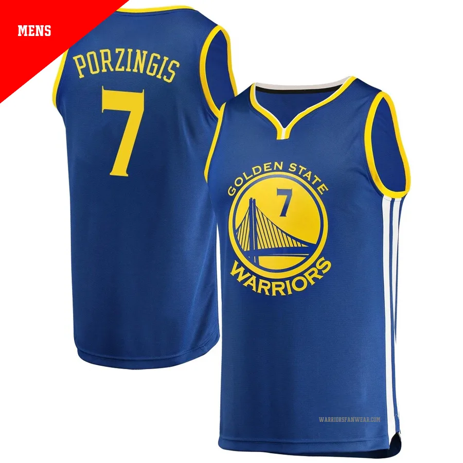 Kristaps Porzingis ＃7 Golden State Warriors Royal Men's Fast Break Jersey - Icon Edition