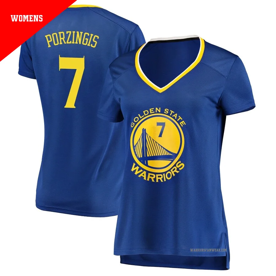 Kristaps Porzingis ＃7 Golden State Warriors Royal Women's Fast Break Jersey - Icon Edition