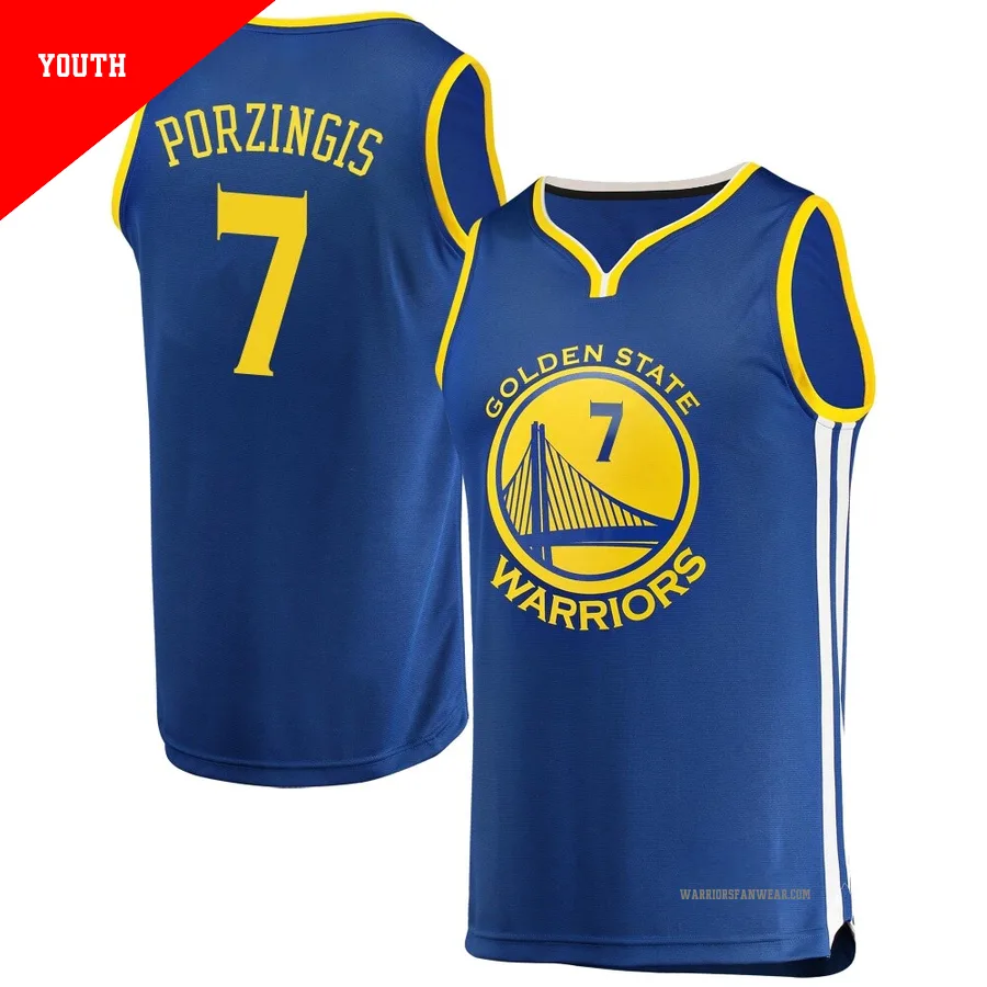 Kristaps Porzingis ＃7 Golden State Warriors Royal Youth Fast Break Jersey - Icon Edition