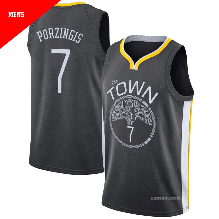 Kristaps Porzingis ＃7 Golden State Warriors Swingman Black Men's Jersey - Statement Edition