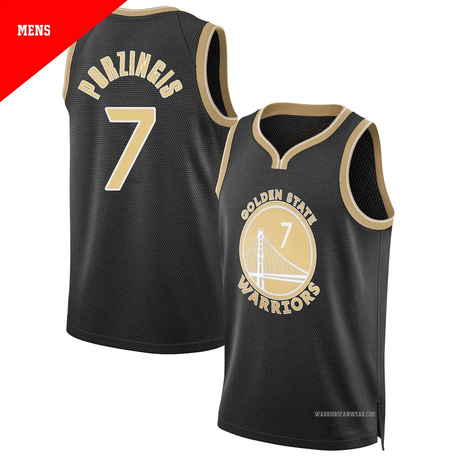 Kristaps Porzingis ＃7 Golden State Warriors Swingman Black Men's Select Series Jersey