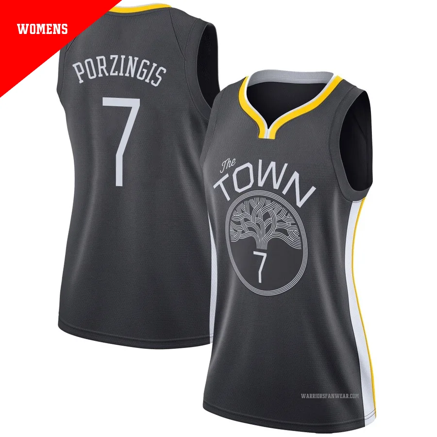 Kristaps Porzingis ＃7 Golden State Warriors Swingman Black Women's Jersey - Statement Edition1