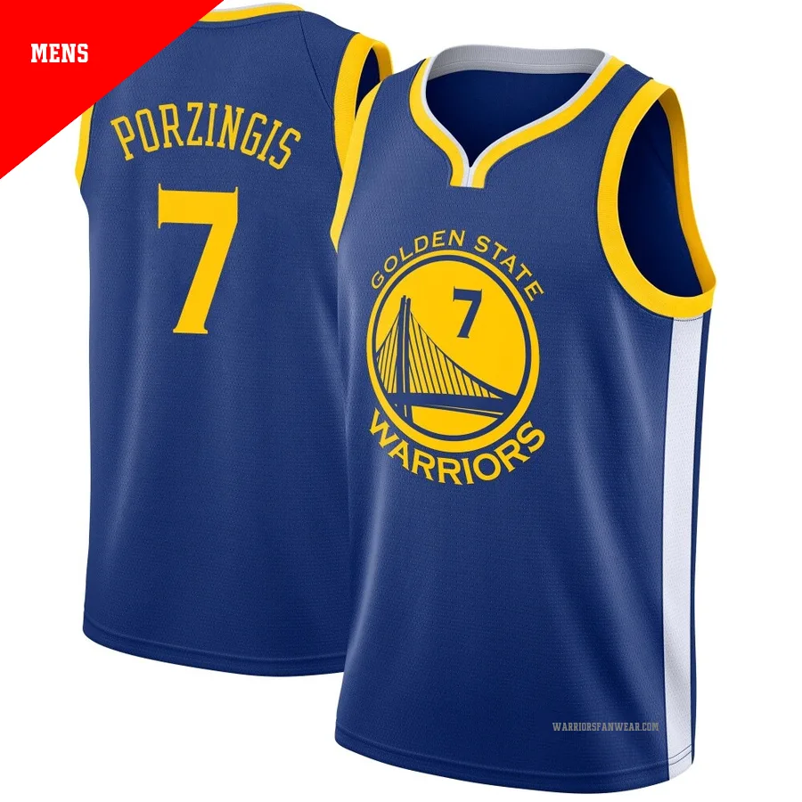 Kristaps Porzingis ＃7 Golden State Warriors Swingman Blue Men's Jersey - Icon Edition