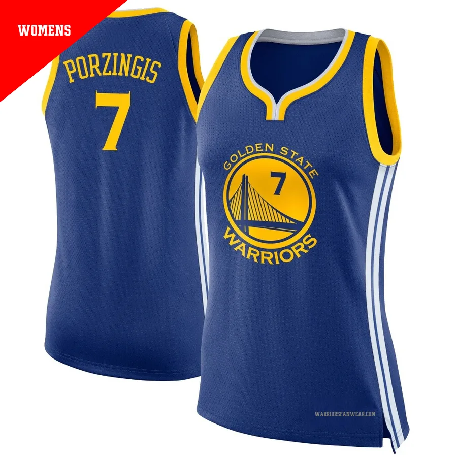 Kristaps Porzingis ＃7 Golden State Warriors Swingman Blue Women's Jersey - Icon Edition
