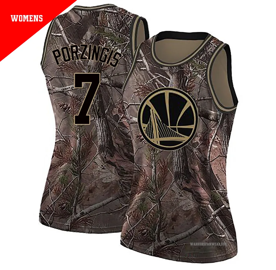 Kristaps Porzingis ＃7 Golden State Warriors Swingman Camo Women's Realtree Collection Jersey