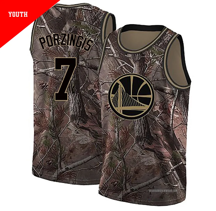 Kristaps Porzingis ＃7 Golden State Warriors Swingman Camo Youth Realtree Collection Jersey