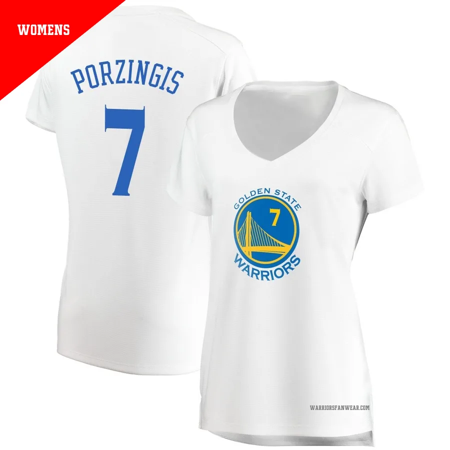 Kristaps Porzingis ＃7 Golden State Warriors White Women's Fast Break Jersey - Association Edition