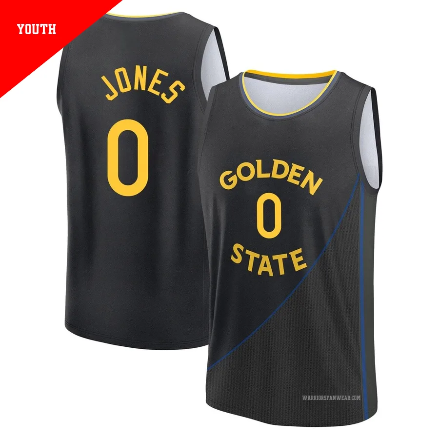 Lajae Jones ＃0 Golden State Warriors 2024/25 Youth Fast Break Black Statement Edition Jersey