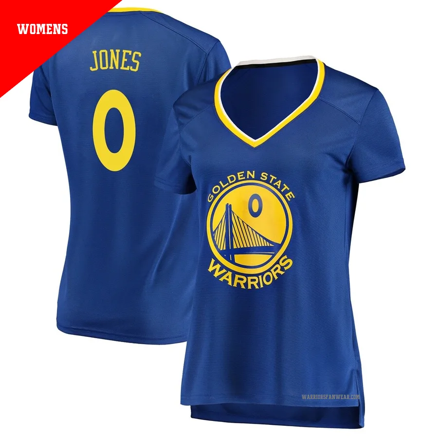 Lajae Jones ＃0 Golden State Warriors Royal Women's Fast Break Jersey - Icon Edition
