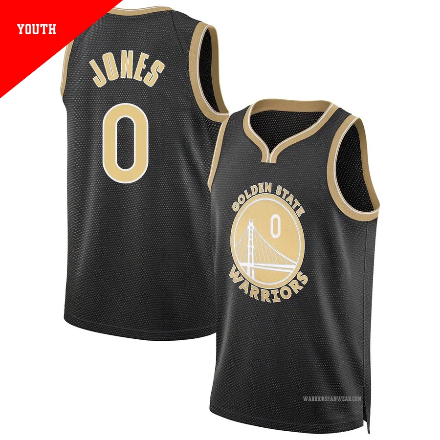 Lajae Jones ＃0 Golden State Warriors Swingman Black Youth Select Series Jersey