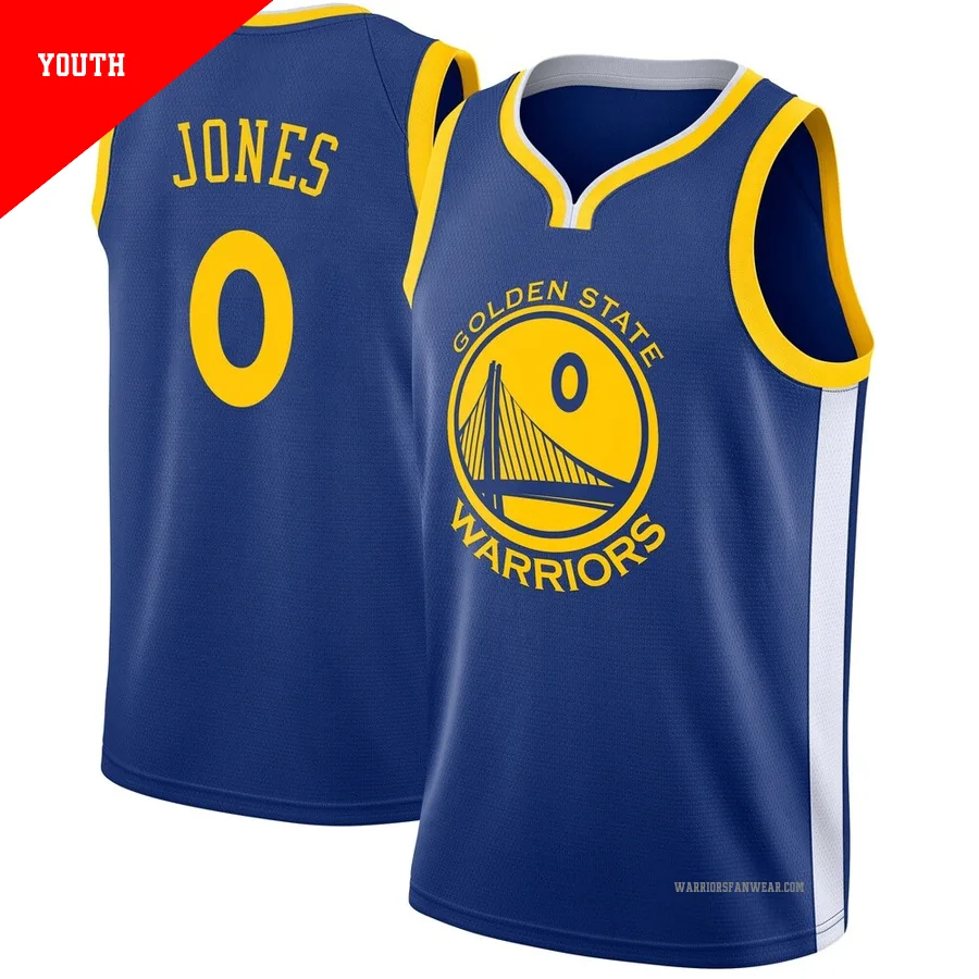 Lajae Jones ＃0 Golden State Warriors Swingman Blue Youth Jersey - Icon Edition