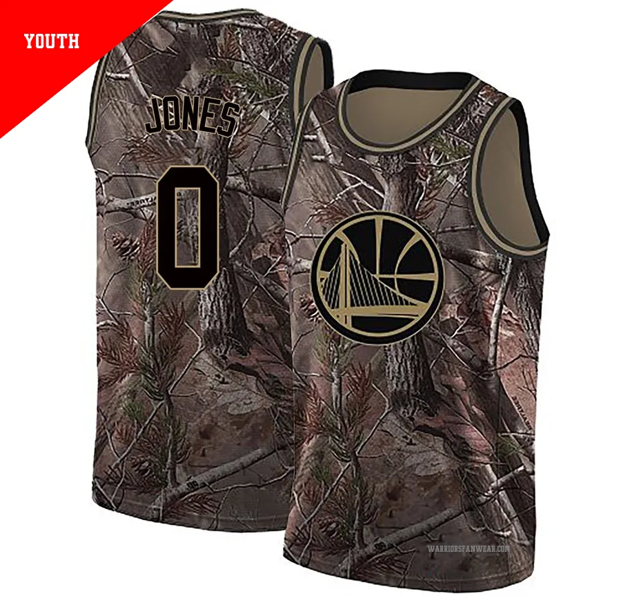 Lajae Jones ＃0 Golden State Warriors Swingman Camo Youth Realtree Collection Jersey