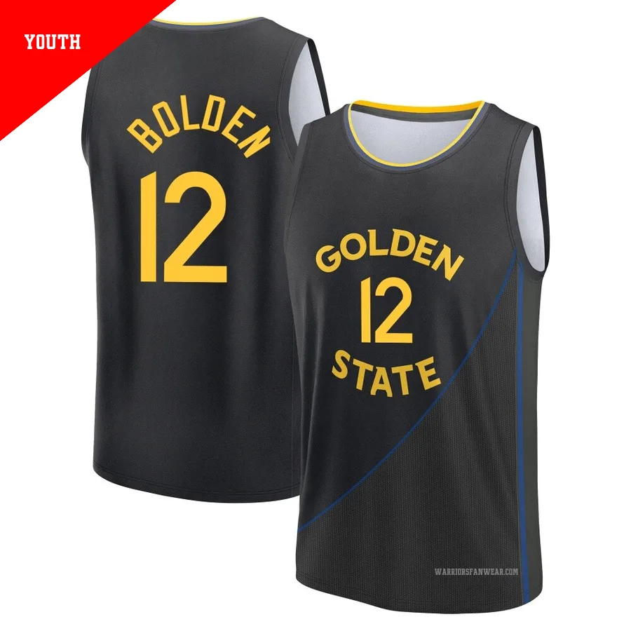 Marques Bolden ＃12 Golden State Warriors 2024/25 Youth Fast Break Black Statement Edition Jersey