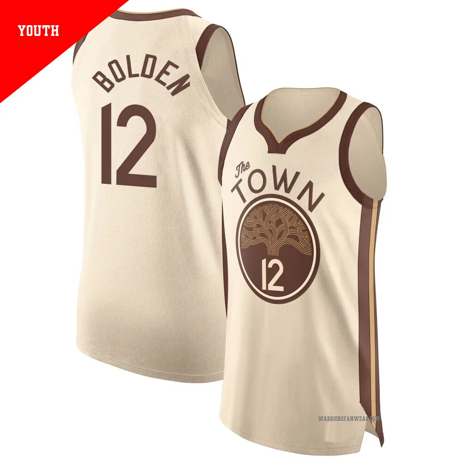 Marques Bolden ＃12 Golden State Warriors Authentic 2025/26 Youth Tan City Edition Jersey