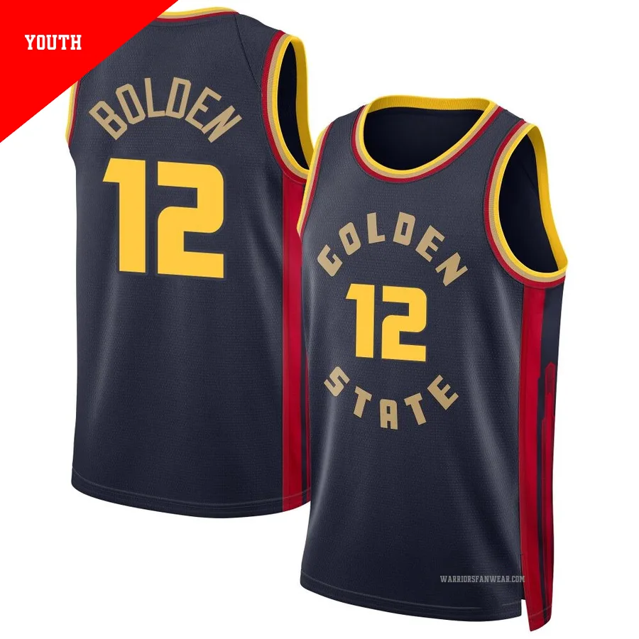 Marques Bolden ＃12 Golden State Warriors Swingman 2024/25 Youth Navy City Edition Jersey