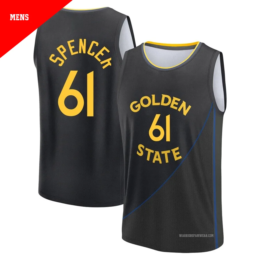 Pat Spencer ＃61 Golden State Warriors 2024/25 Men's Fast Break Black Statement Edition Jersey