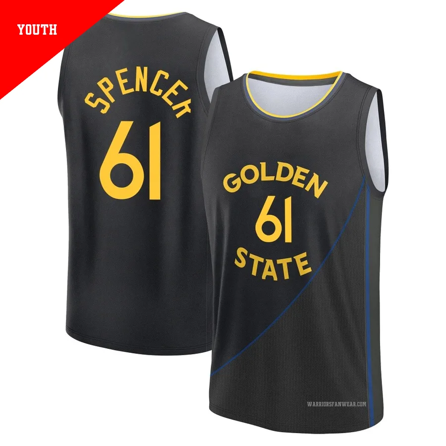 Pat Spencer ＃61 Golden State Warriors 2024/25 Youth Fast Break Black Statement Edition Jersey