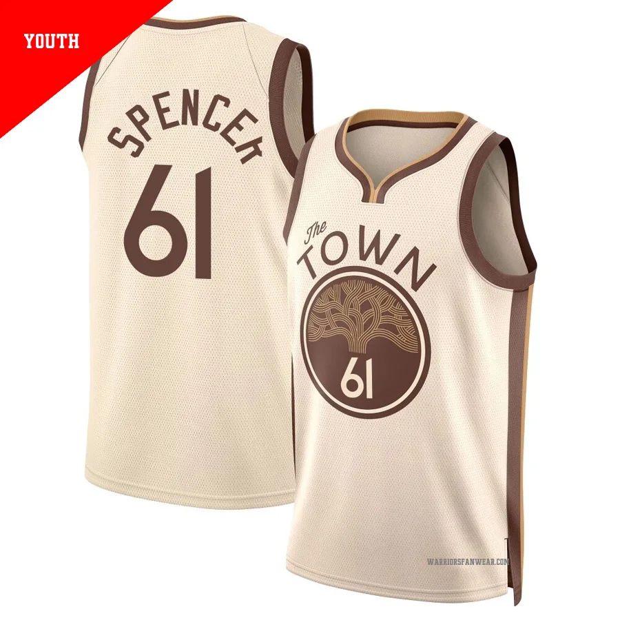 Pat Spencer ＃61 Golden State Warriors Swingman 2025/26 Youth Tan City Edition Jersey