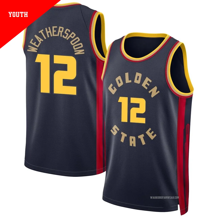 Quinndary Weatherspoon ＃12 Golden State Warriors Swingman 2024/25 Youth Navy City Edition Jersey