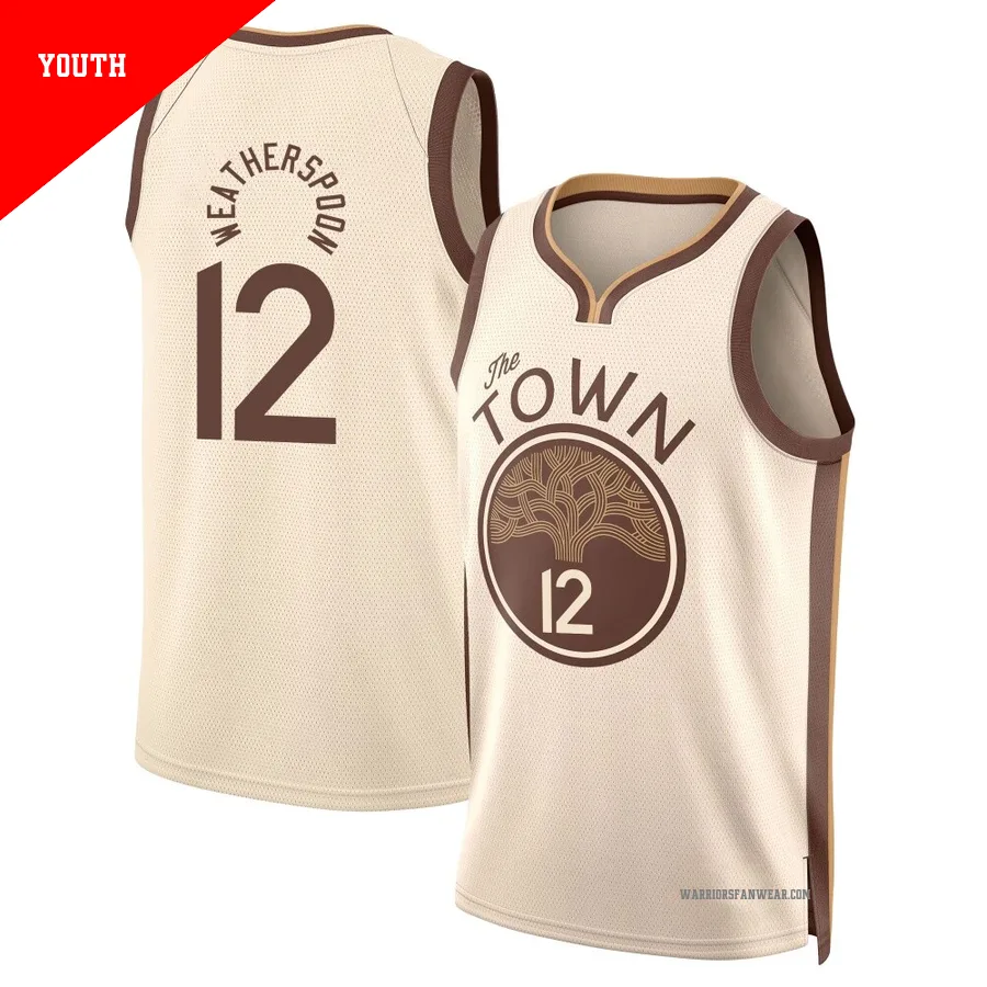 Quinndary Weatherspoon ＃12 Golden State Warriors Swingman 2025/26 Youth Tan City Edition Jersey