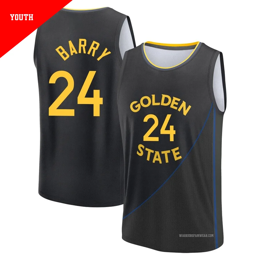 Rick Barry ＃24 Golden State Warriors 2024/25 Youth Fast Break Black Statement Edition Jersey