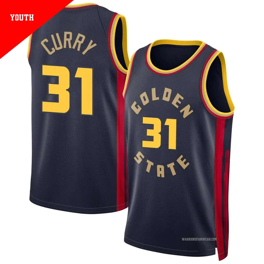 Seth Curry ＃31 Golden State Warriors Swingman 2024/25 Youth Navy City Edition Jersey