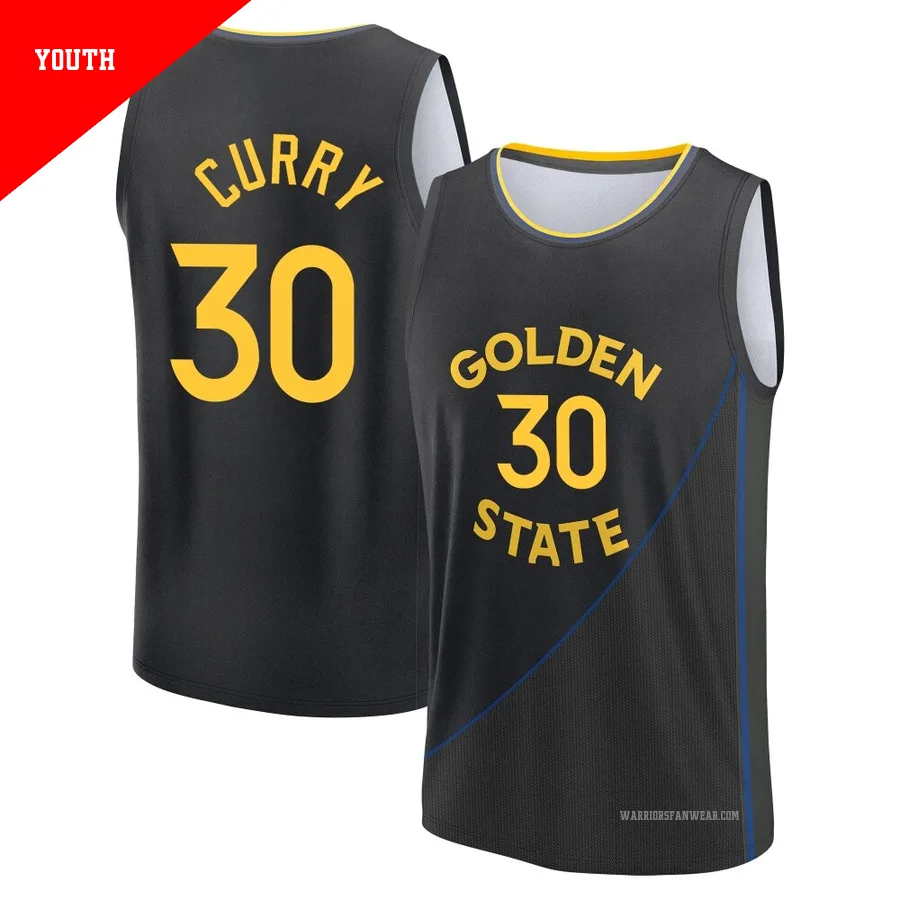 Stephen Curry ＃30 Golden State Warriors 2024/25 Youth Fast Break Black Statement Edition Jersey