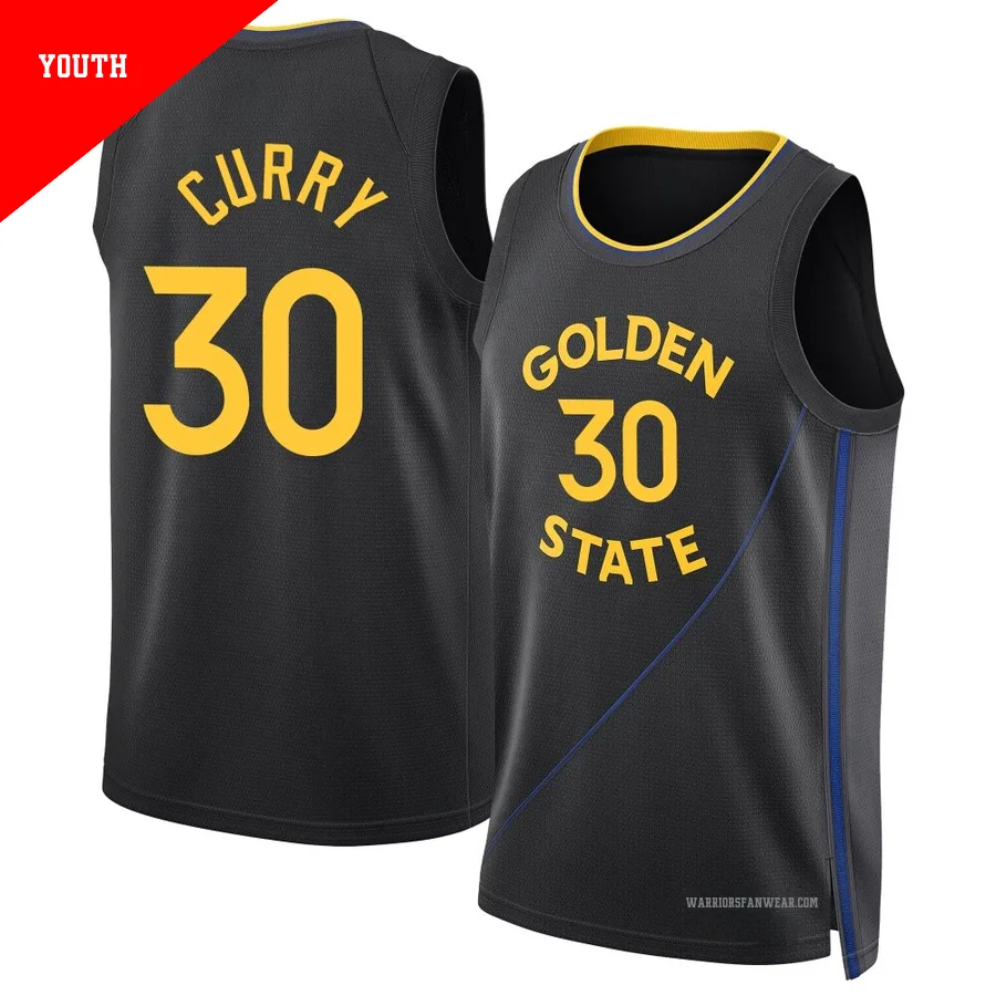 Stephen Curry ＃30 Golden State Warriors Swingman 2024/25 Youth Black Statement Edition Jersey