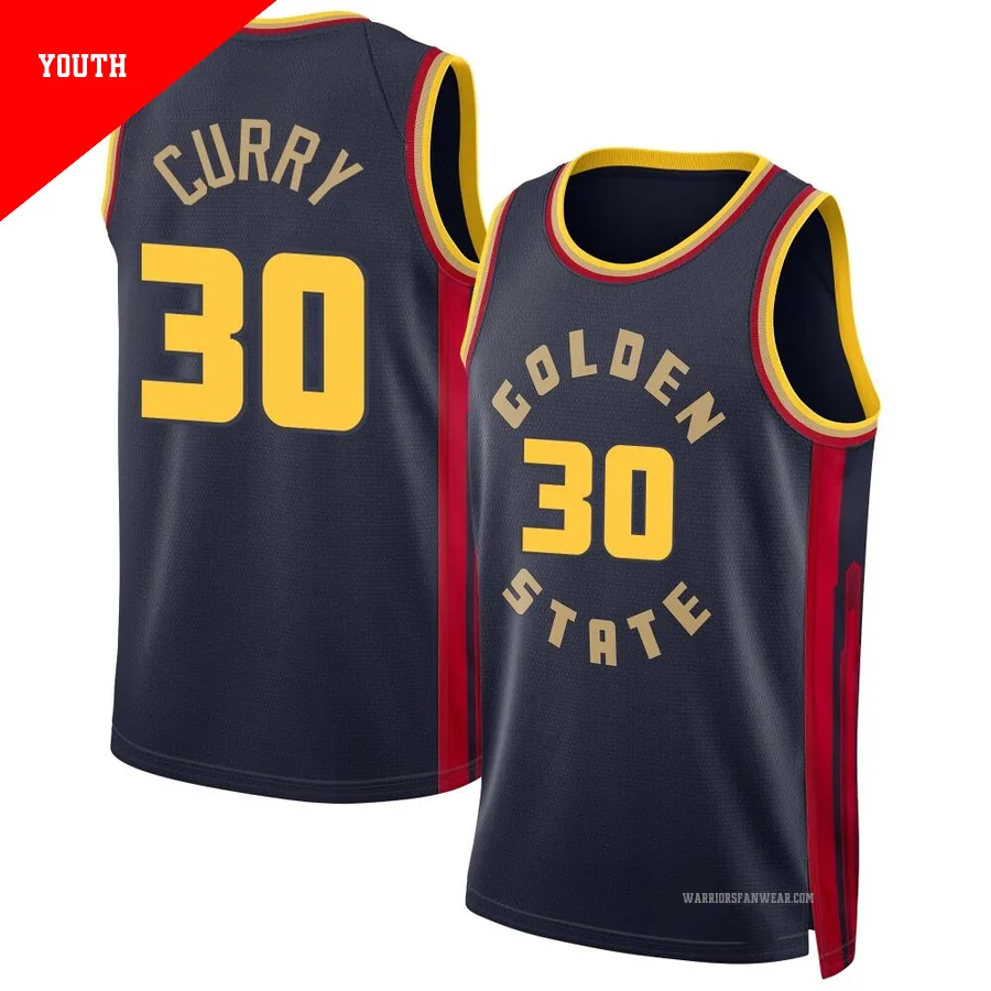 Stephen Curry ＃30 Golden State Warriors Swingman 2024/25 Youth Navy City Edition Jersey