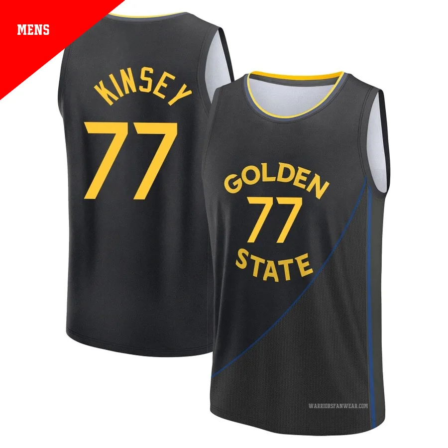 Taevion Kinsey ＃77 Golden State Warriors 2024/25 Men's Fast Break Black Statement Edition Jersey