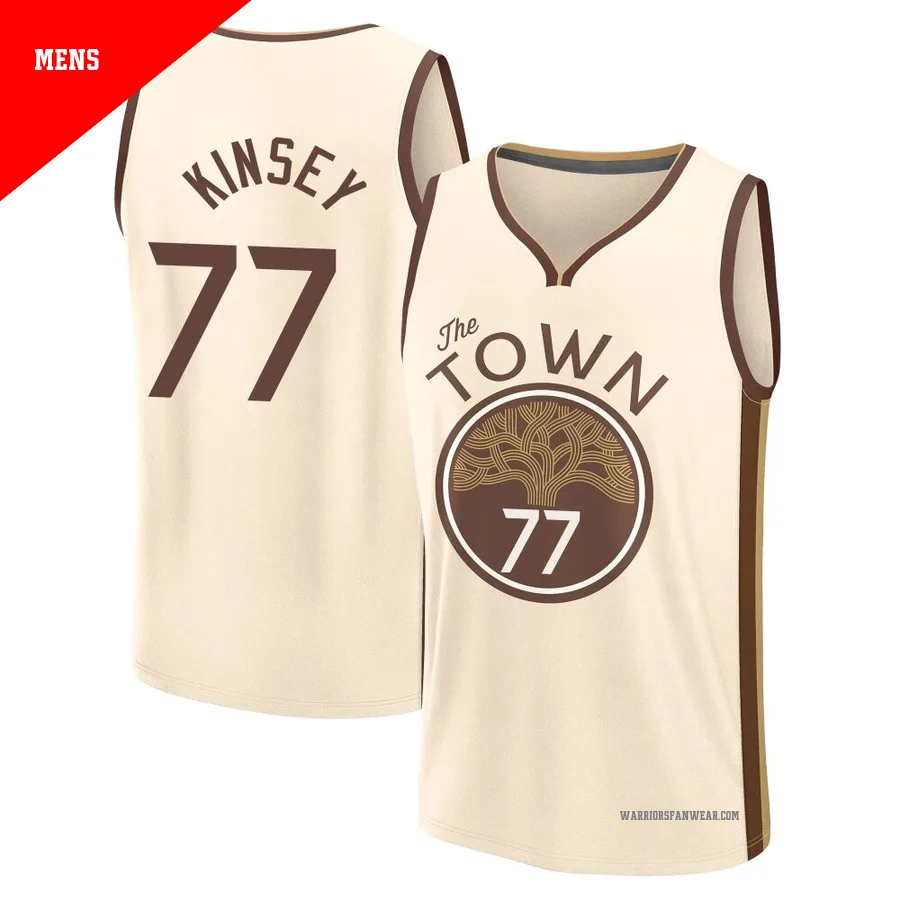 Taevion Kinsey ＃77 Golden State Warriors 2025/26 Men's Fast Break Tan City Edition Jersey