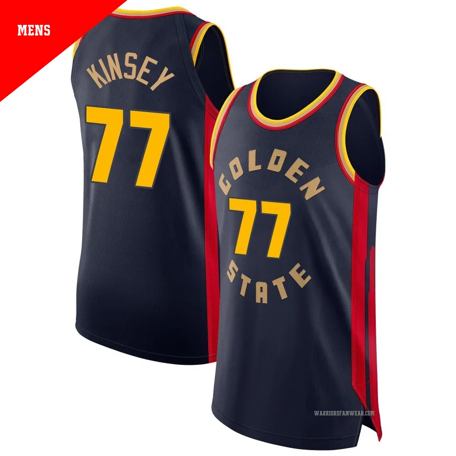 Taevion Kinsey ＃77 Golden State Warriors Authentic 2024/25 Men's Navy City Edition Jersey