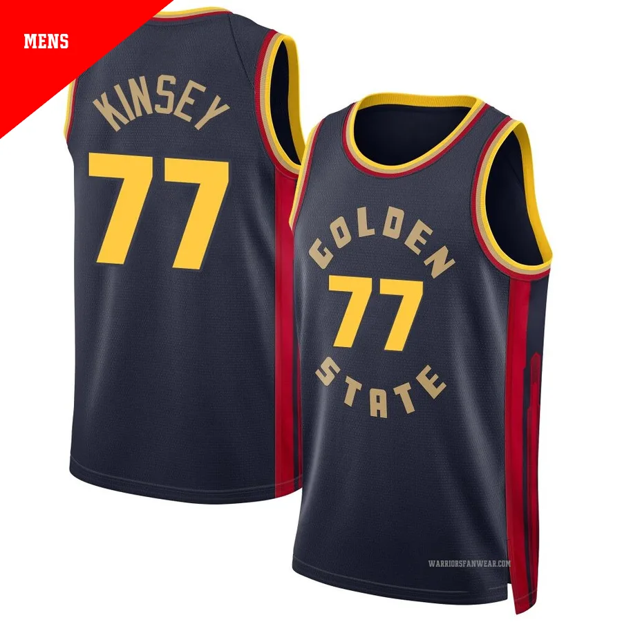 Taevion Kinsey ＃77 Golden State Warriors Swingman 2024/25 Men's Navy City Edition Jersey